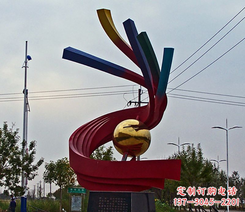 成都不锈钢飘带雕塑艺术与自然的完美结合