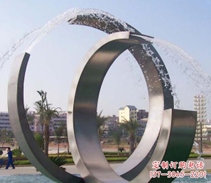 成都不锈钢情侣戒指雕塑象征爱情的永恒之物