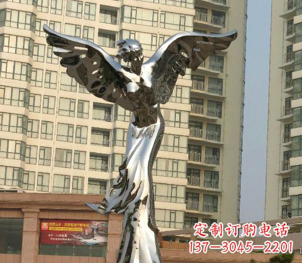 成都不锈钢天使雕塑传递温暖的祝福