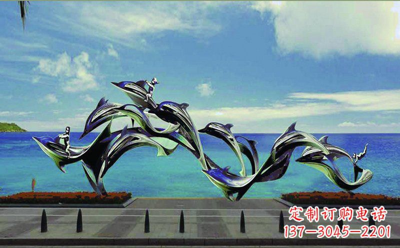 成都不锈钢海豚广场雕塑——精致而又活泼