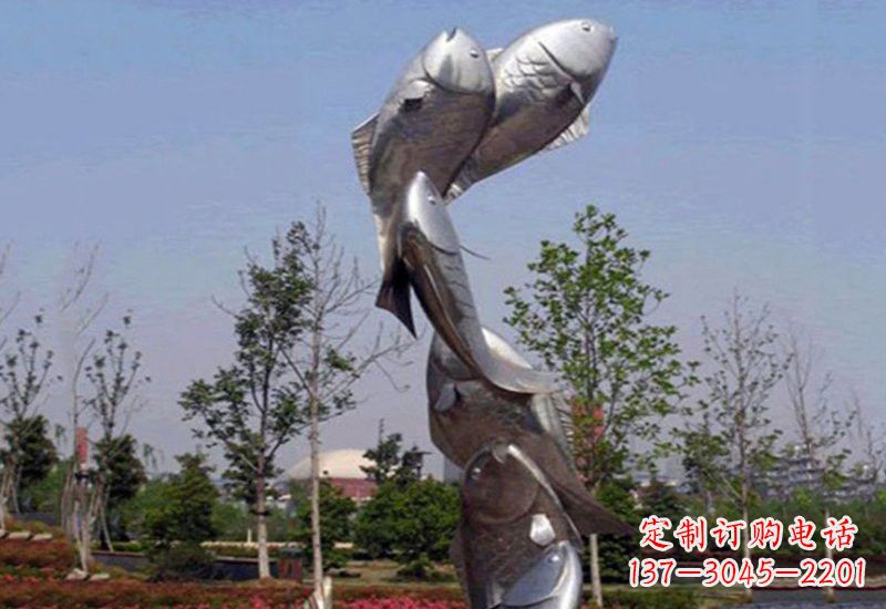 成都不锈钢跳跃的鲤鱼雕塑