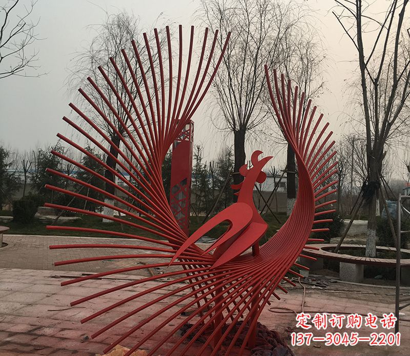成都不锈钢网状凤凰雕塑精美的艺术之作