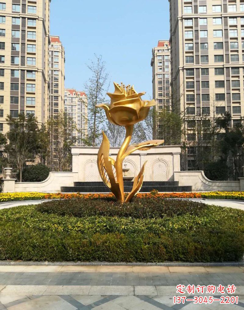 成都不锈钢小区玫瑰花雕塑浓郁情感的视觉体验
