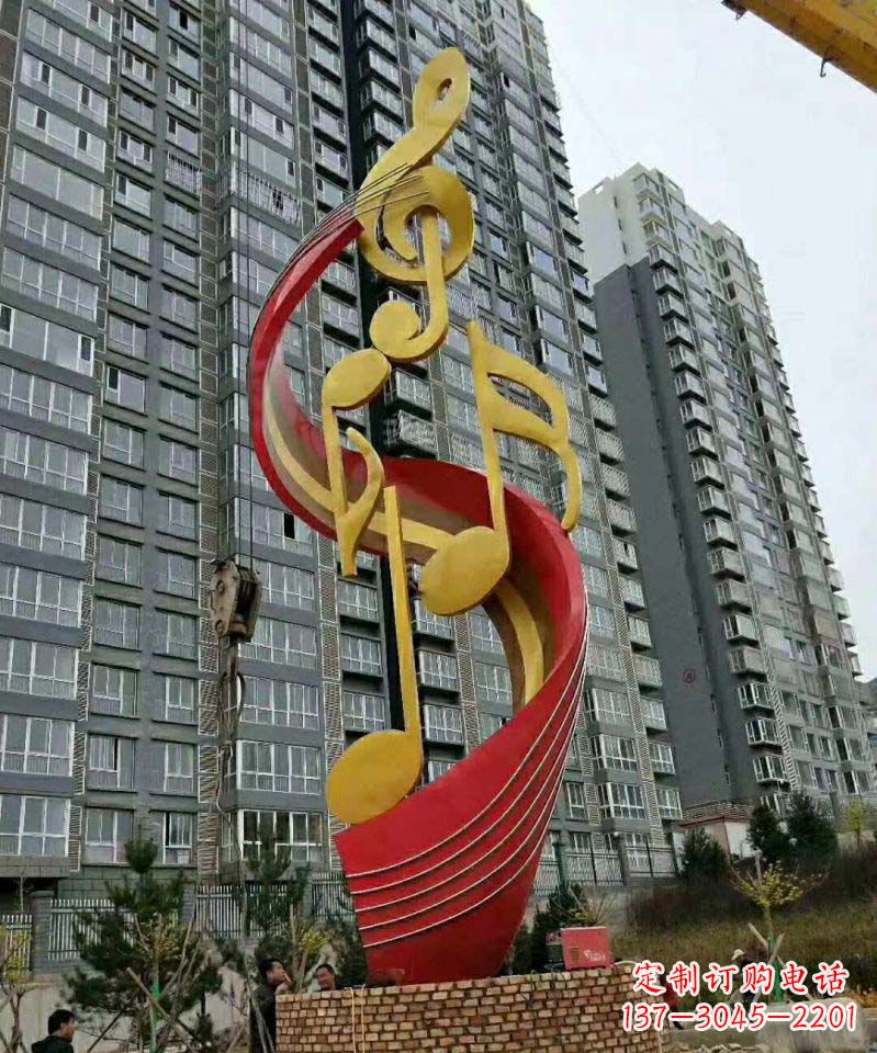 成都不锈钢小区音符雕塑传递音乐的魅力