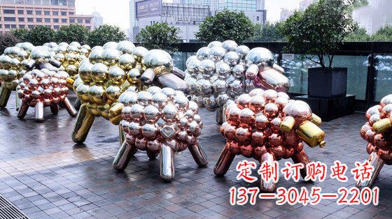 成都不锈钢小羊肖恩抽象动物雕塑