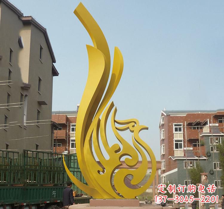 成都静谧的凤凰不锈钢园林雕塑