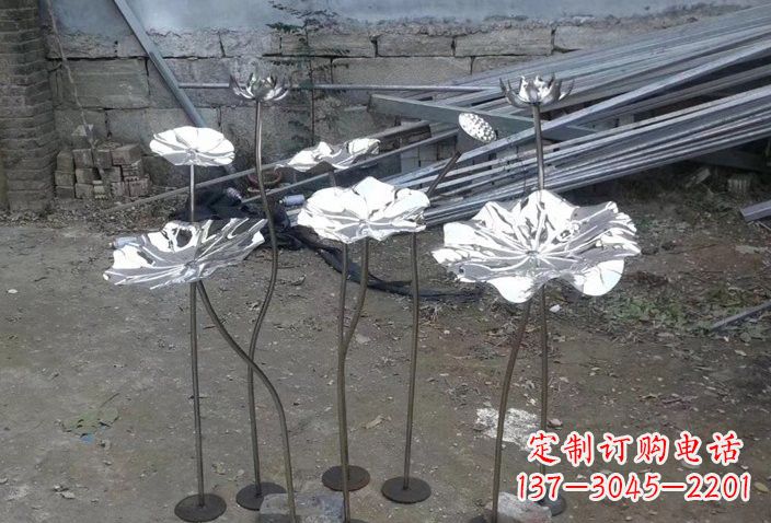 成都不锈钢荷叶雕塑给园林增添美感