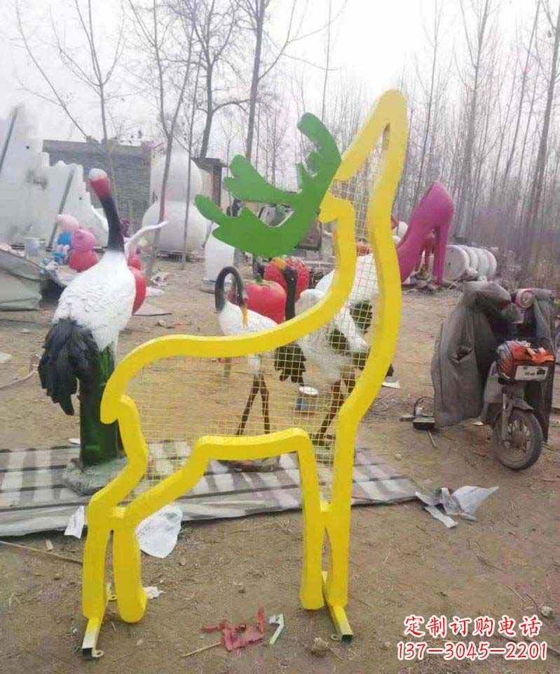 成都不锈钢园林造型景观小鹿雕塑