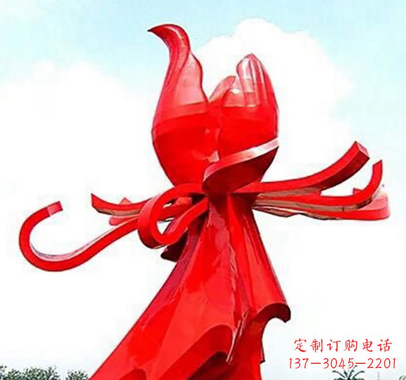 成都不锈钢玫瑰雕塑,传递爱与和平