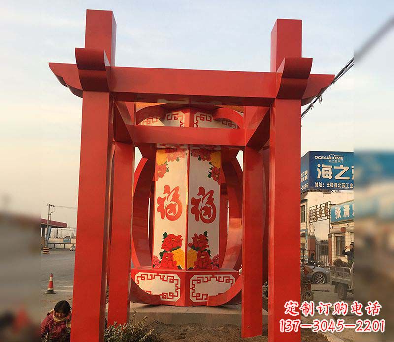 成都不锈钢灯笼雕塑——点亮中国梦