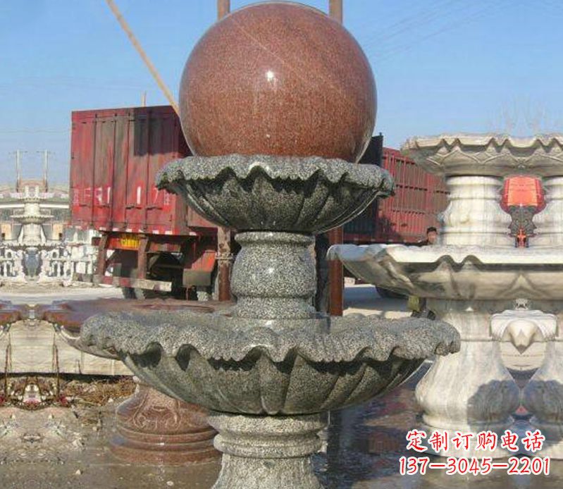 成都财源滚滚石雕风水球喷泉雕塑 (5)