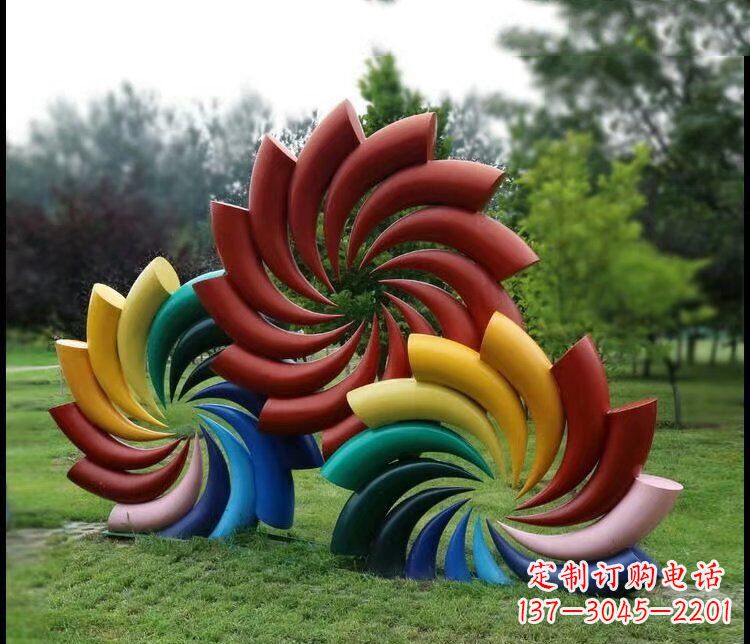 成都彩色不锈钢风车雕塑