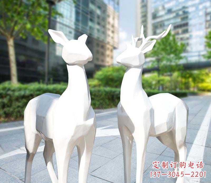 成都景观雕塑鹿形不锈钢块面