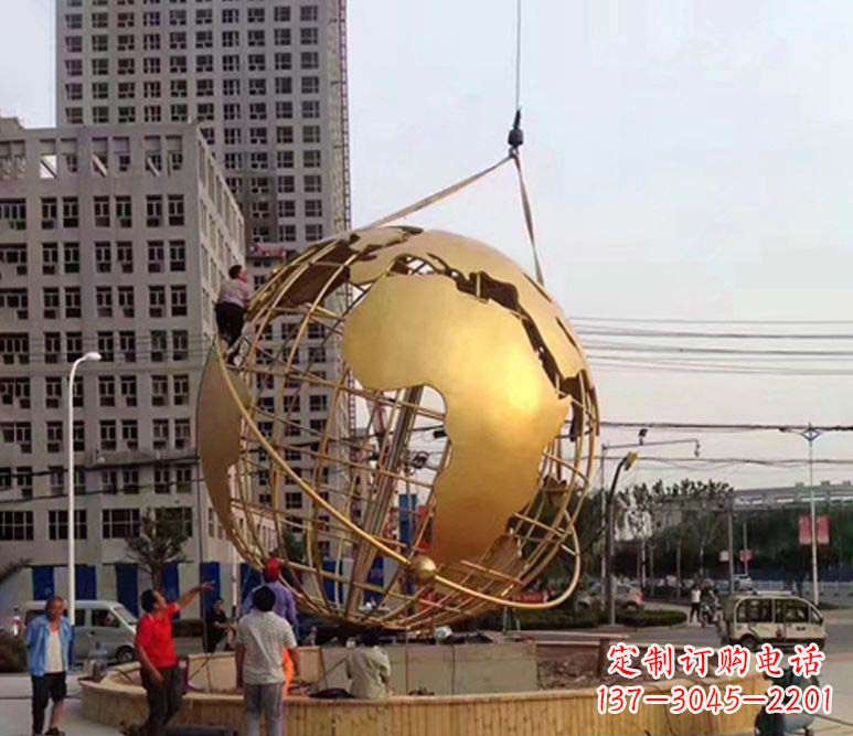 成都城市之美不锈钢镂空地球仪雕塑