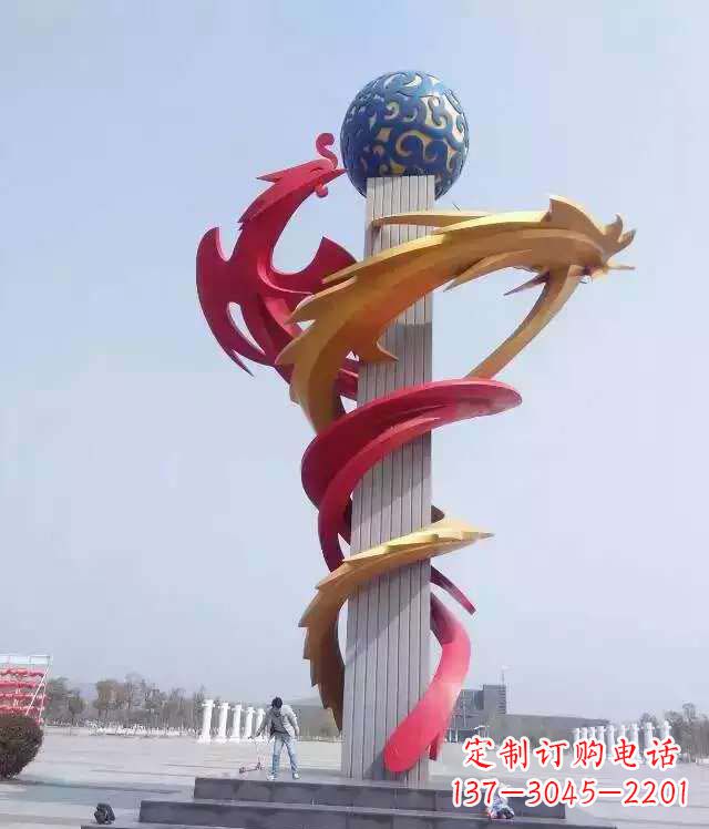成都青铜龙柱景观雕塑城市的精神象征