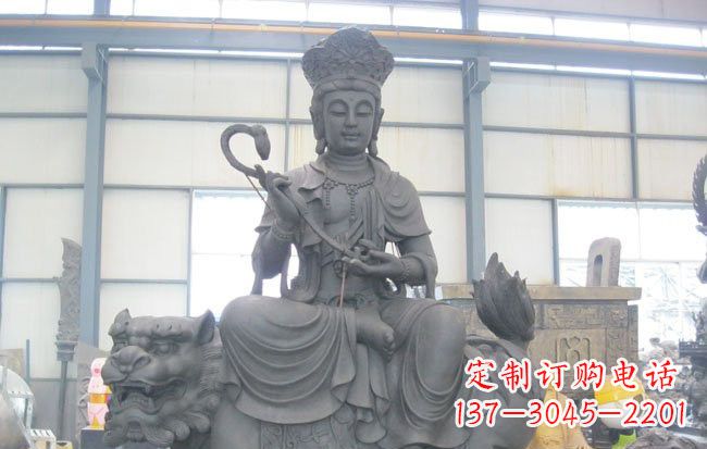 成都文殊菩萨坐狮子雕塑