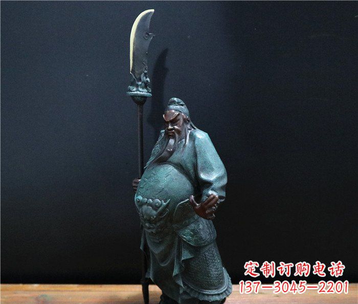 成都玻璃钢仿铜关公雕塑