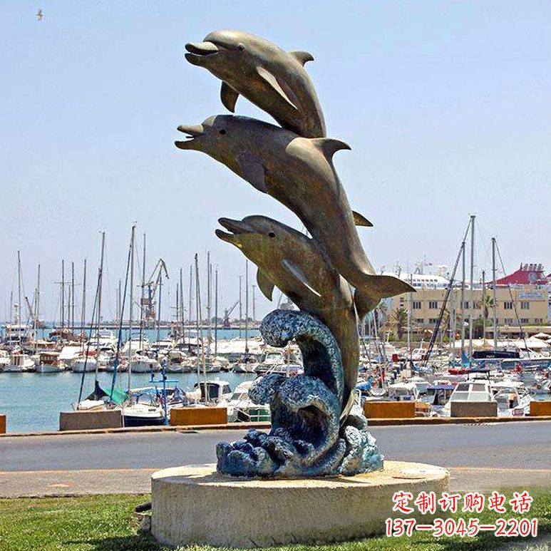 成都海豚铜雕塑传承海洋文化