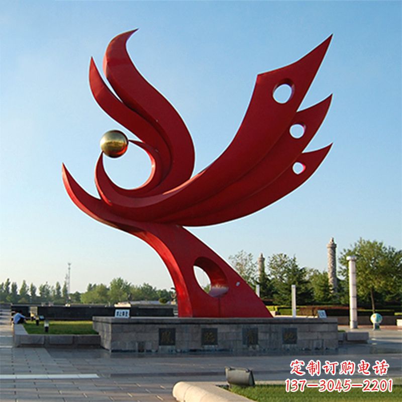 成都精美凤凰雕塑点缀公园园林景观