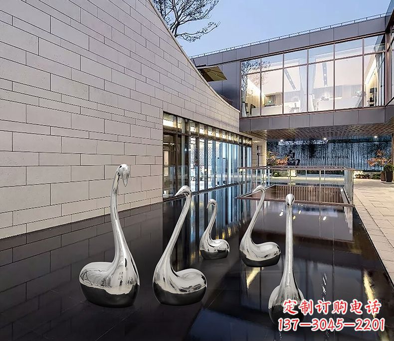 成都质朴无华的不锈钢天鹅雕塑