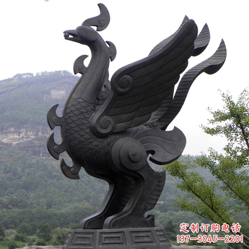 成都抽象凤凰铜雕-景区景点上古神兽动物景观雕塑