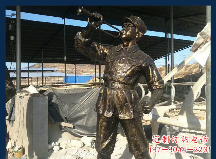 成都冲锋号雕塑永远记住八路军