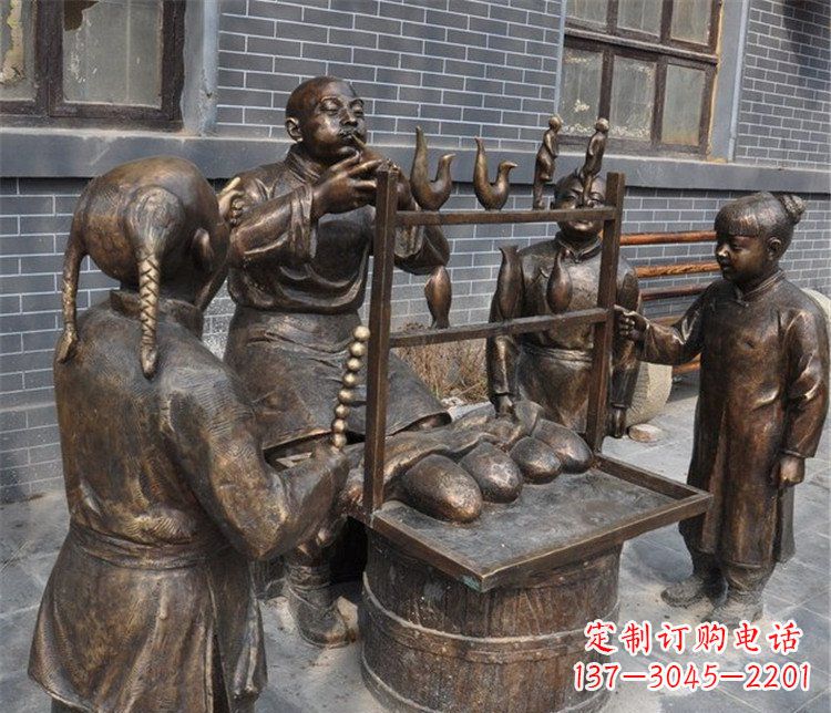 成都吹糖人街边小品铜雕雕塑