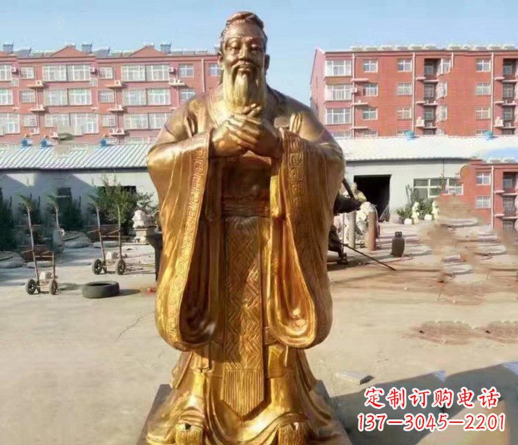 成都纯铜校园古代孔子人物铜雕塑