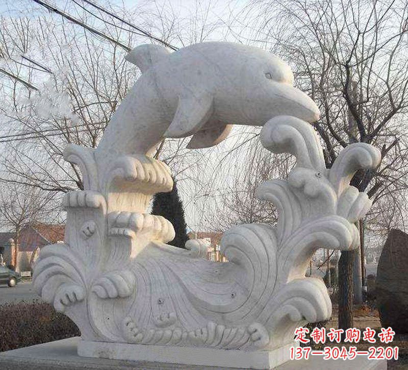 成都海豚浪花大理石雕塑