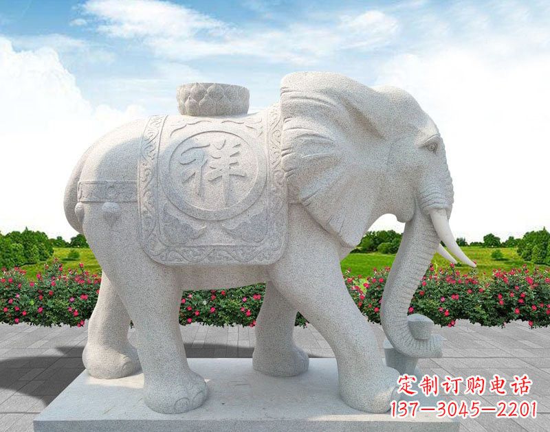 成都精美大理石大象雕塑