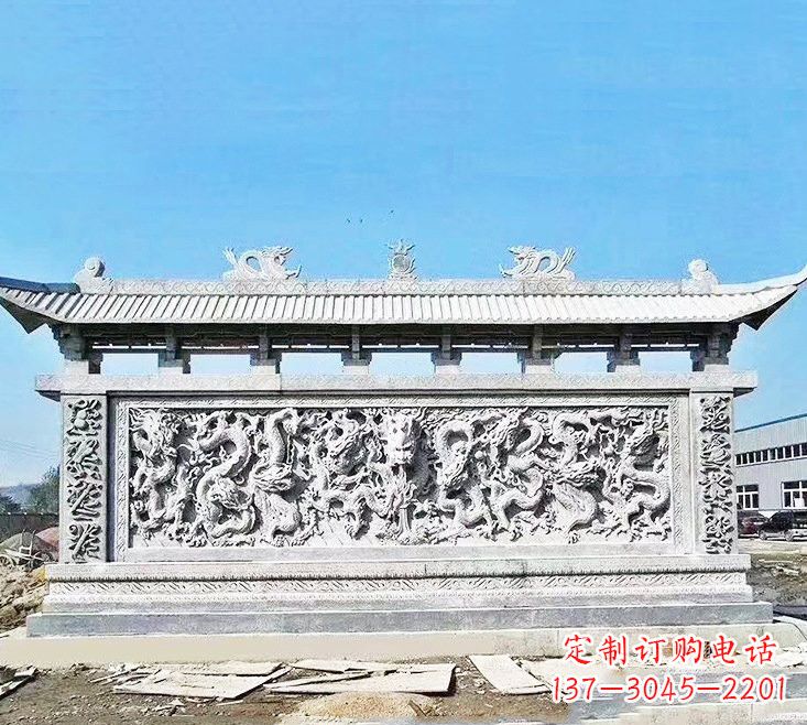 成都精美大理石九龙壁雕塑
