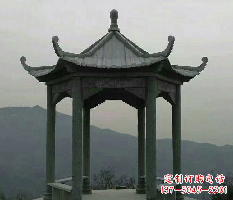 成都考究工艺，奢华大理石六角凉亭雕塑