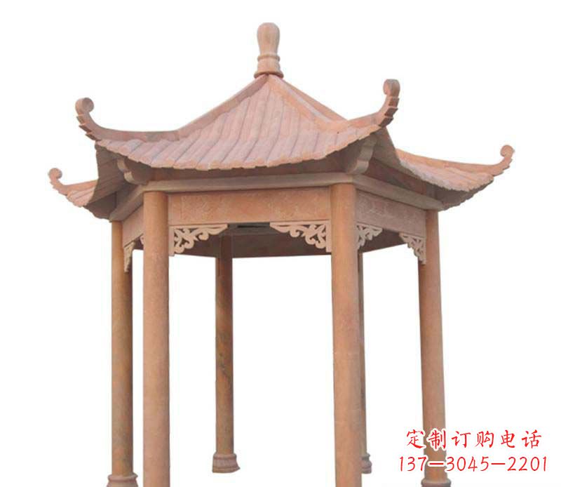 成都大理石六角凉亭雕塑