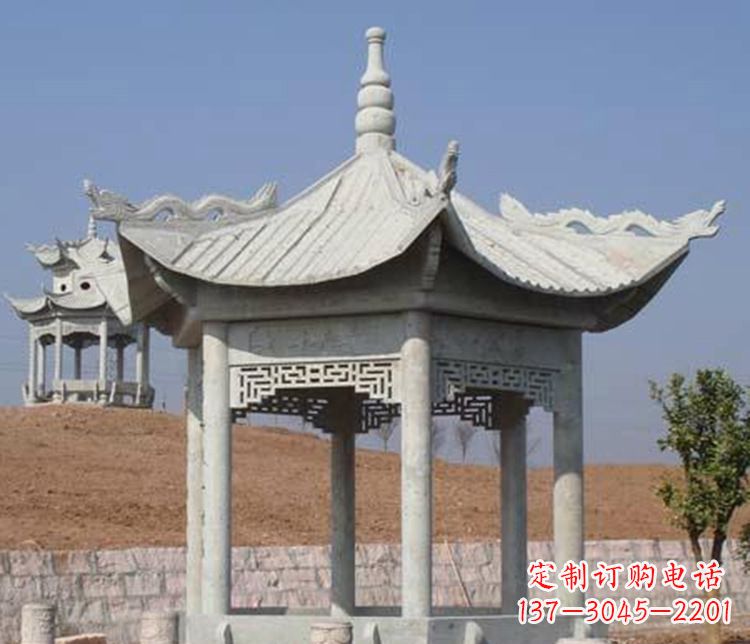 成都精美大理石六角凉亭石雕