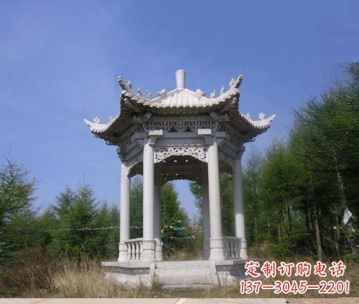 成都大理石六角石雕凉亭 (3)