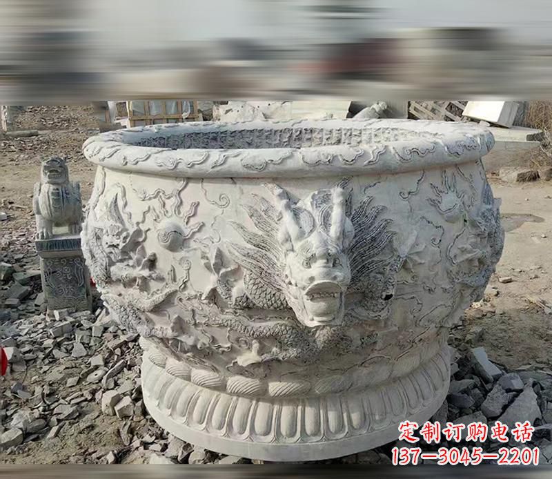 成都大理石龙浮雕水缸精美精致,让您的家居生活更加有意义