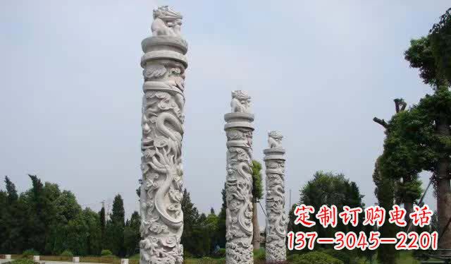 成都精美大理石龙柱雕塑