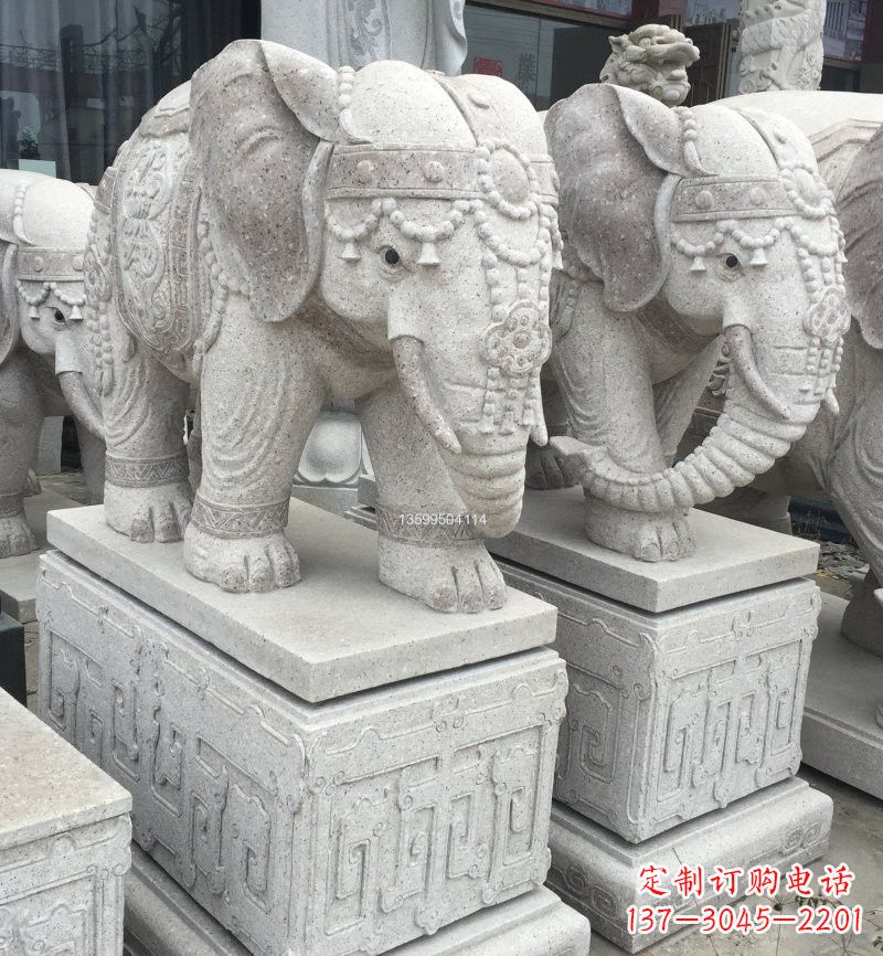 成都精美绝伦的大理石门口大象雕塑