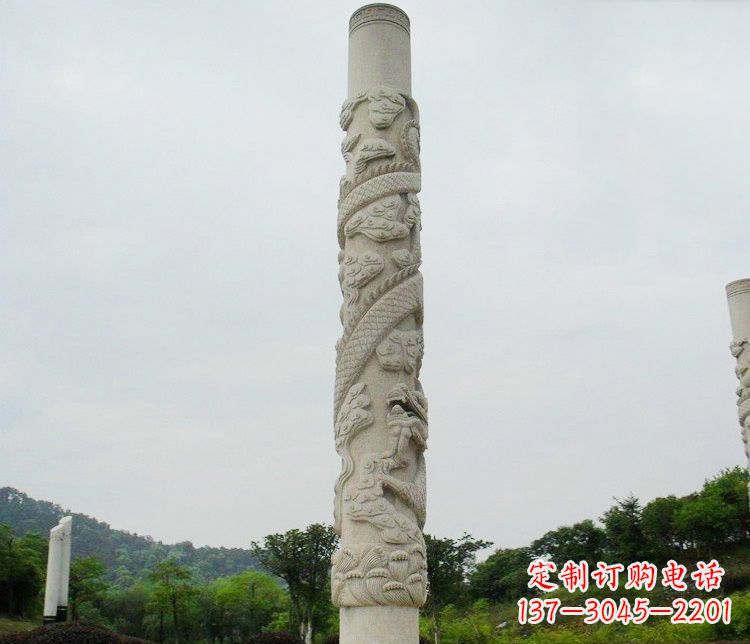成都大理石盘龙柱雕塑