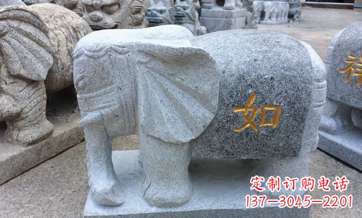 成都精美大理石石象雕塑