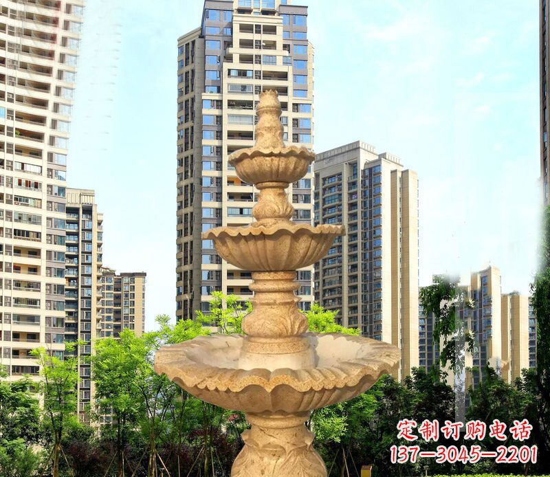成都大理石三层喷泉公园石雕 (2)