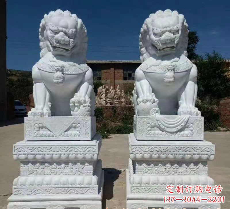 成都大理石狮子石雕,雕塑定制精美狮子