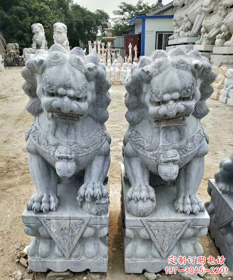 成都传统工艺精雕大理石狮子石雕塑