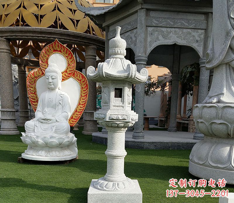 成都独特的大理石石灯笼寺庙石雕