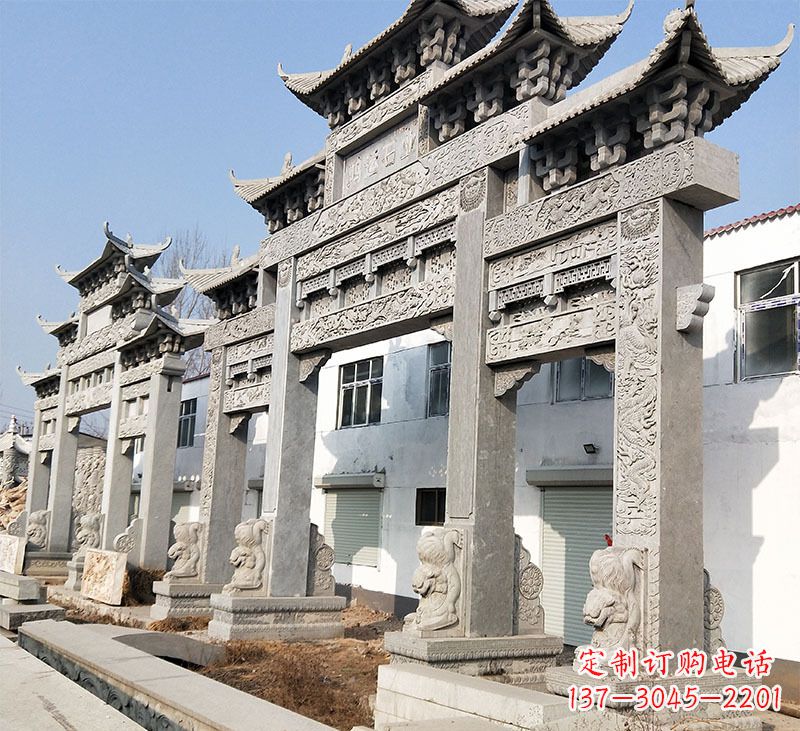 成都大理石石雕牌坊雕塑定制