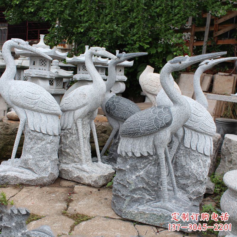 成都精美大理石仙鹤雕塑