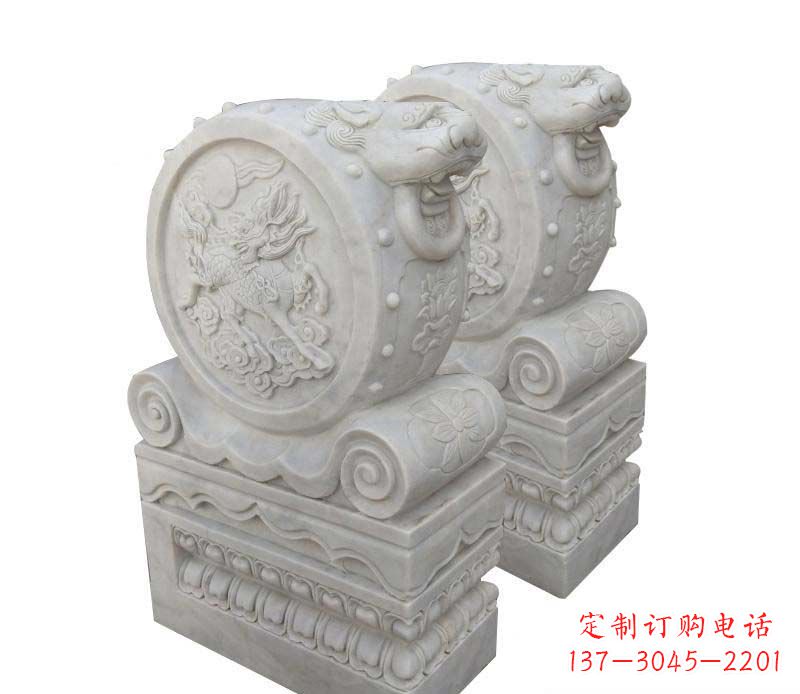 成都大理石狮子头门墩雕塑