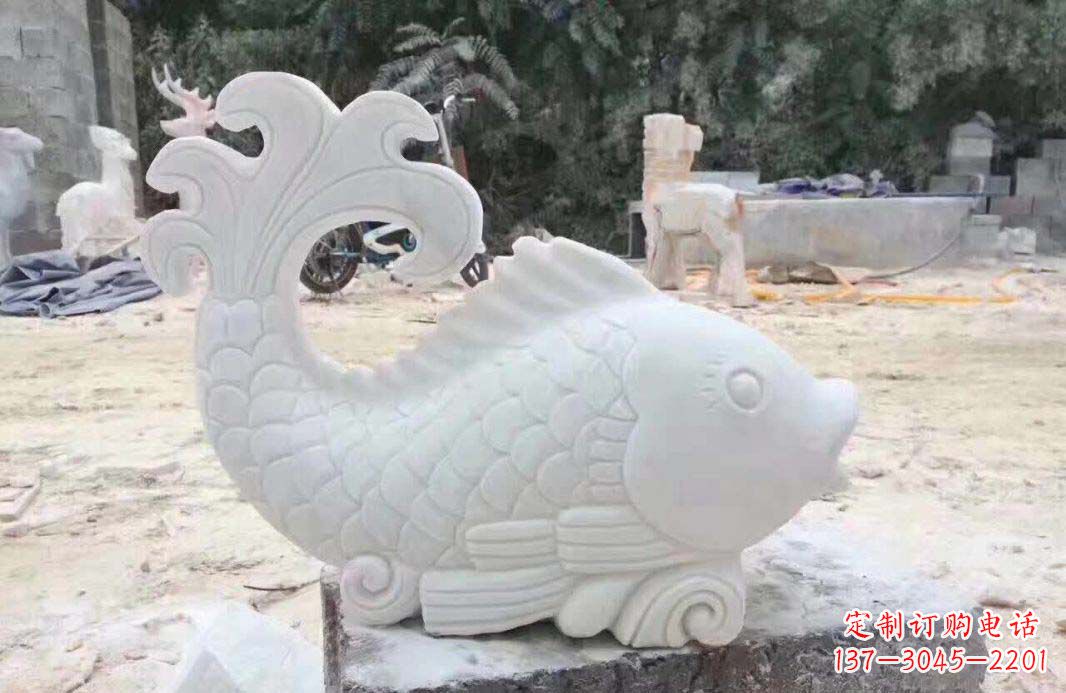 成都大理石鱼喷泉雕塑装置
