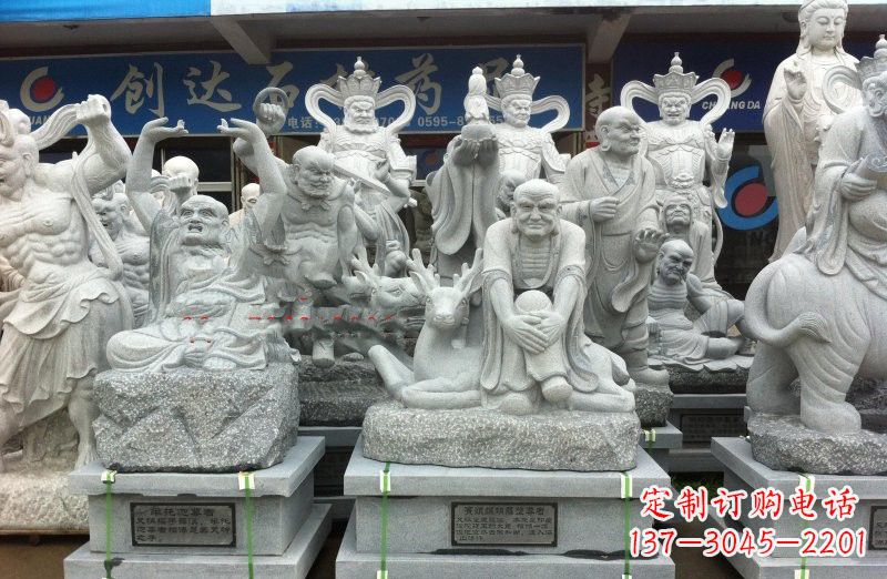 成都大理石坐式罗汉禅修雕塑