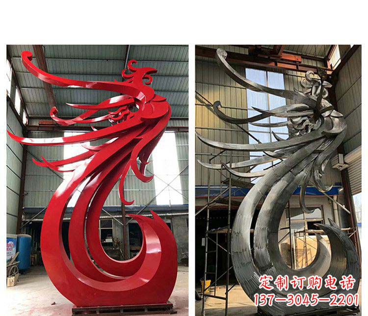 成都优雅凤凰不锈钢摆件雕塑